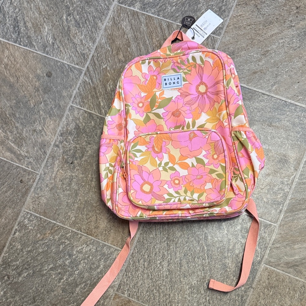 Billabong Floral Backpack - Pink and Orange
